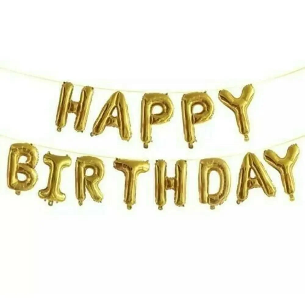 HAPPY BIRTHDAY Balloon Set 13pcs Gold Foil LARGE 16